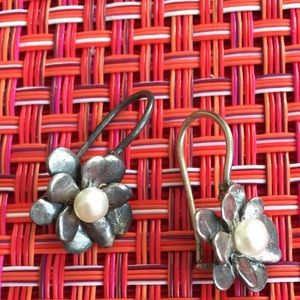 Silpada Sterling Silver and Pearl Flower Earrings